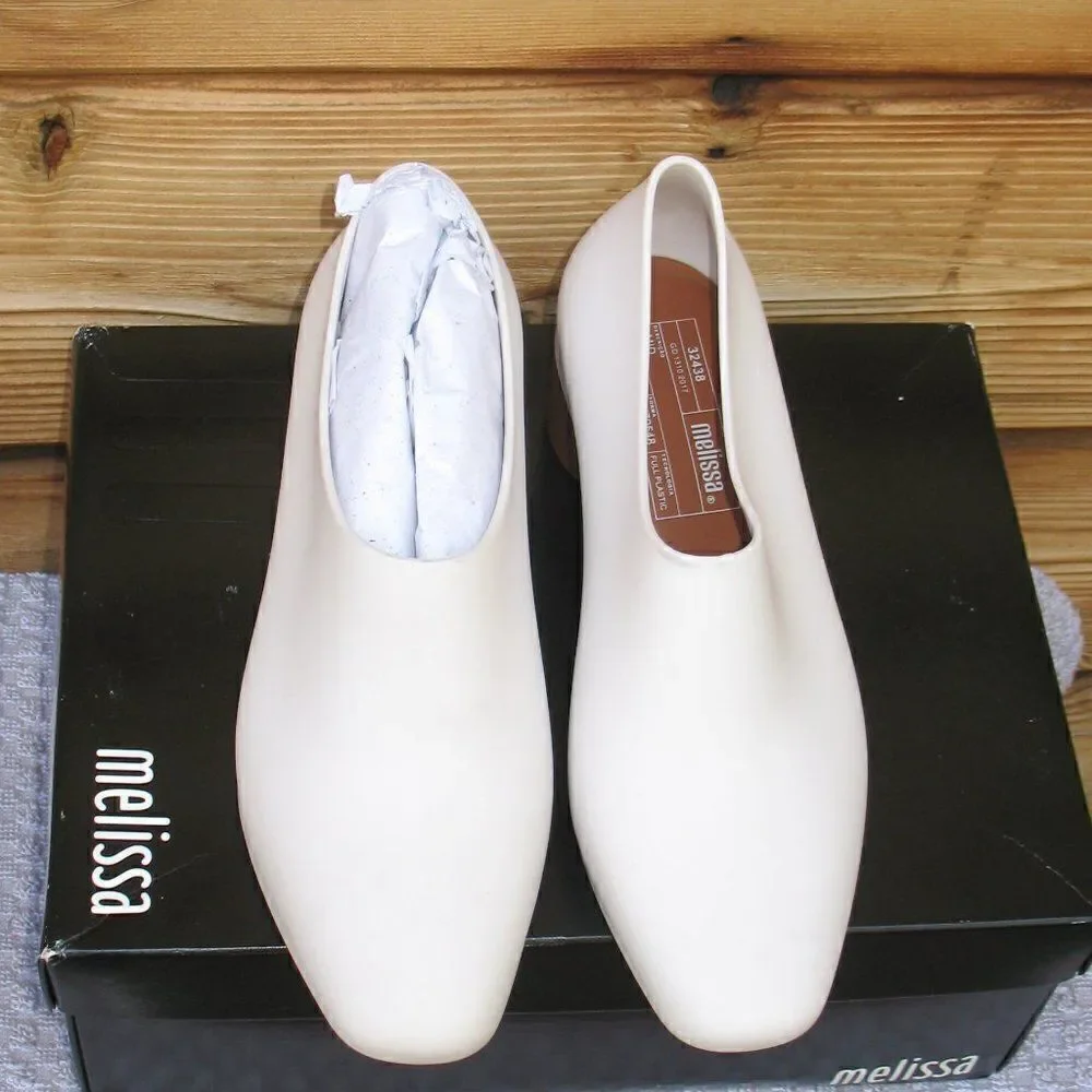 Melissa Womens 6 White Brown Mid Pump Shoes